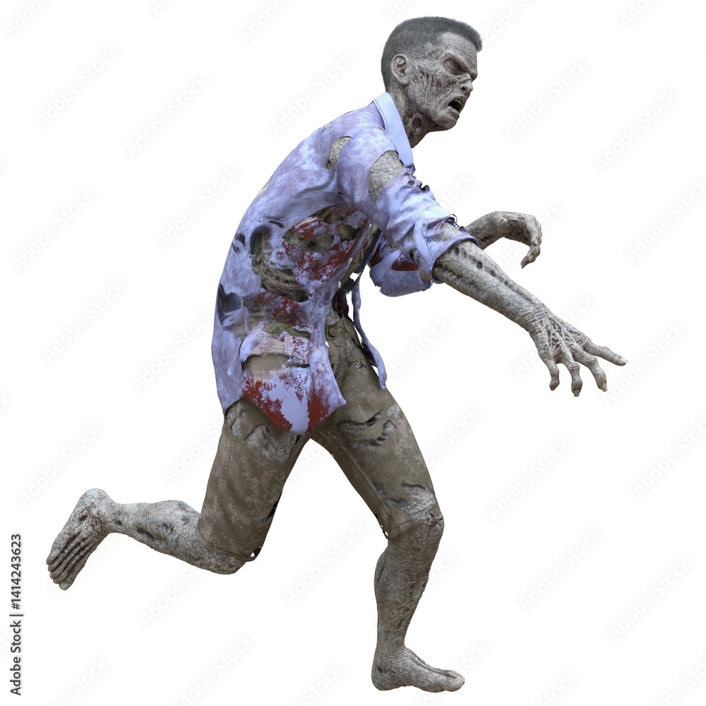Zombie male isolated white background 3d illustration Zombie male isolated white background 3d illustration