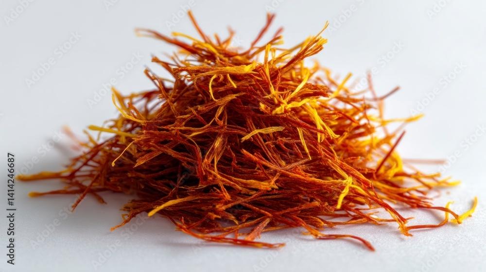 Naklejka premium Saffron Threads: A Rich, Warm Still Life