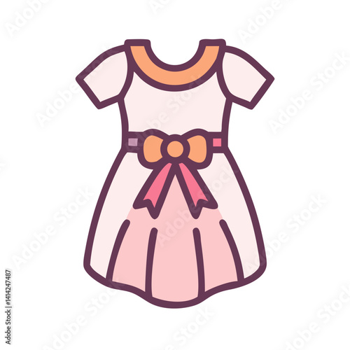Baby Dress with Bow Decoration Icon Design