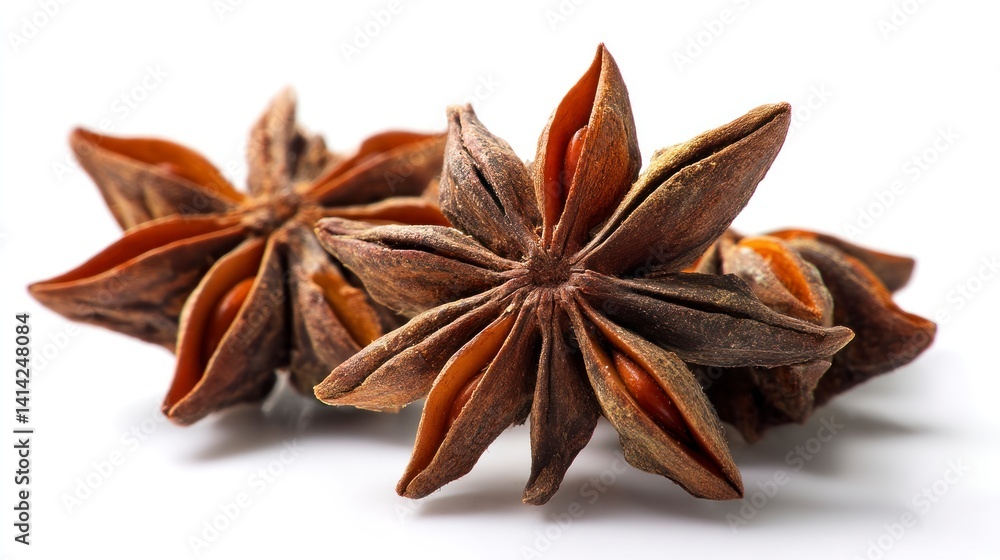 Star Anise Spice: Detailed Close-up, Warm Brown Hues Star Anise Spice: Detailed Close-up, Warm Brown Hues