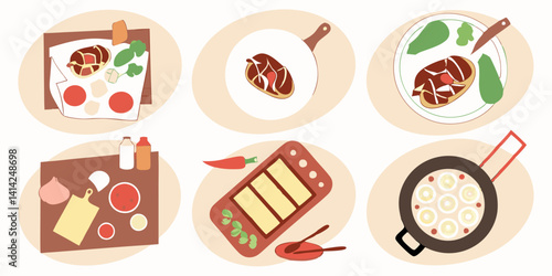 Food Recipe Cartoon Flat Vector Illustration