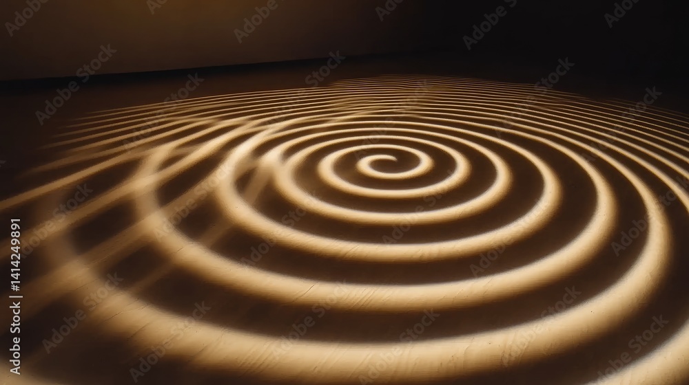 Fototapeta premium Top-down light source revealing puppet shadows in concentric patterns on the ground