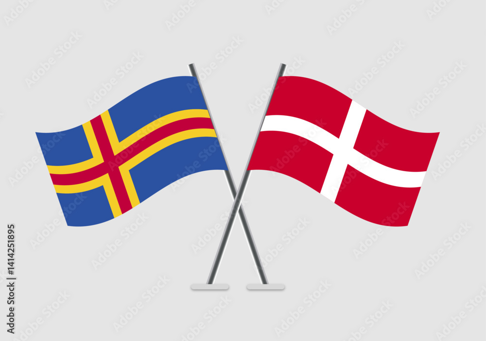 Aland and Sovereign Military Order of Malta vector flags symbolizing international bond Aland and Sovereign Military Order of Malta vector flags symbolizing international bond