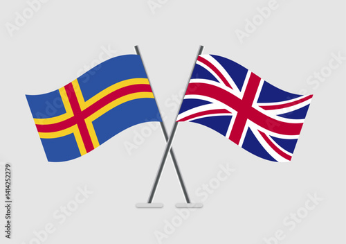 Aland and United Kingdom vector flags graphic concept for shared identity
