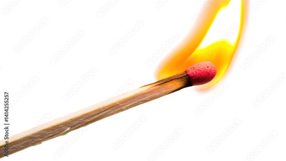 burning match on a white background burning match on a white background