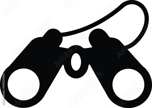 Binocular hanging around the neck vector, Binocular Glyph Icon, binoculars silhouette vector illustration.