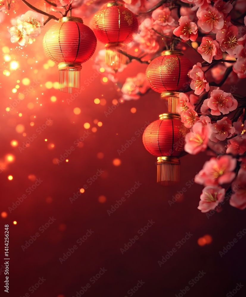 Obraz premium background with baubles and tree