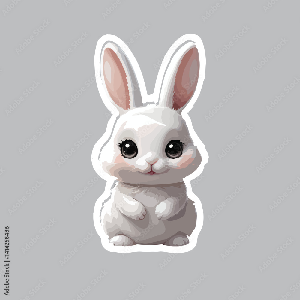 Obraz premium Rabbit Sticker, Rabbit Vector design, Rabbit Flat design, Rabbit Vector art sticker design.