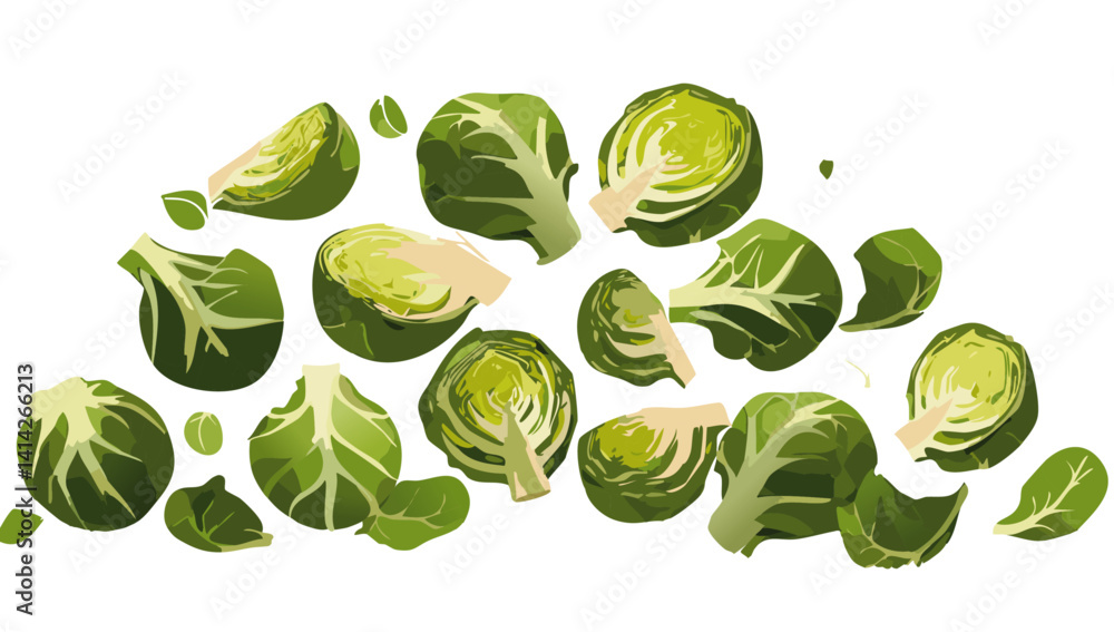 set of vegetables brussels sprouts falling vector design set of vegetables brussels sprouts falling vector design