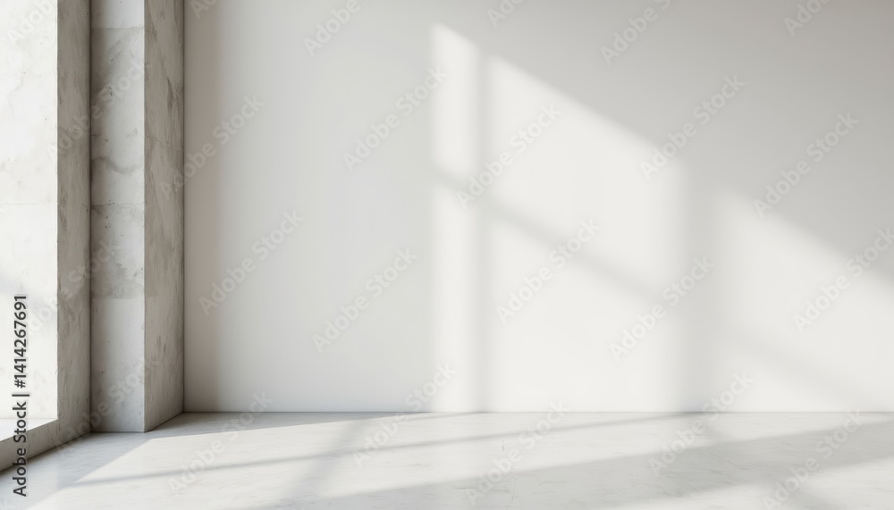 Minimal architectural interior with clean lines and empty wall for text overlay Minimal architectural interior with clean lines and empty wall for text overlay