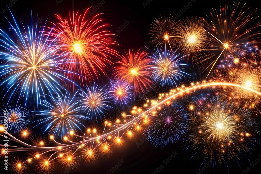 Fototapeta premium Independence day fireworks in the night sky ai generated