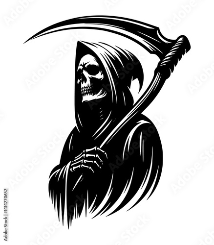 Vector illustration of the grim reaper with a scythe.