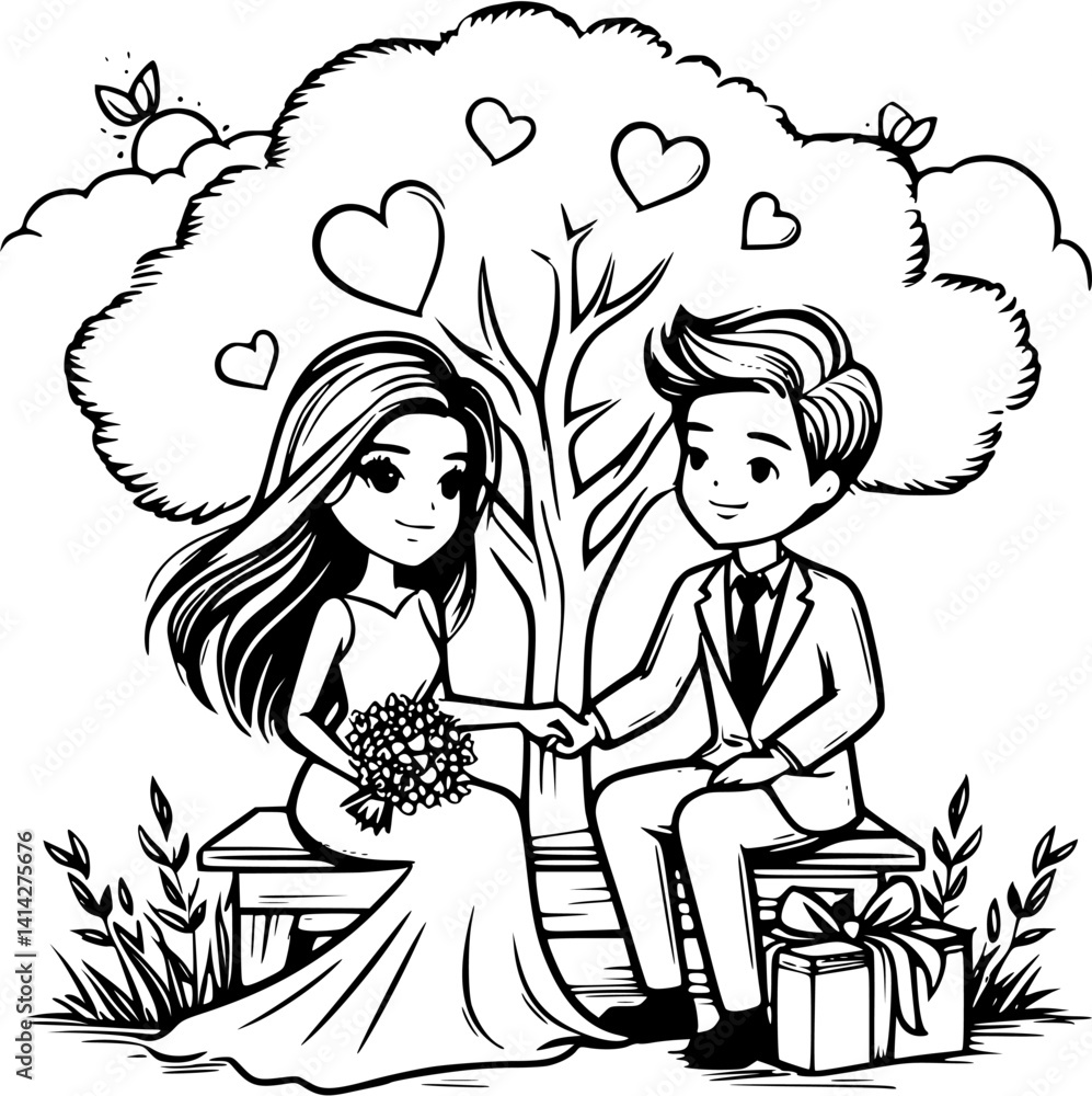 Romantic Bench Romantic Ride Love Lanterns Vector Graphics