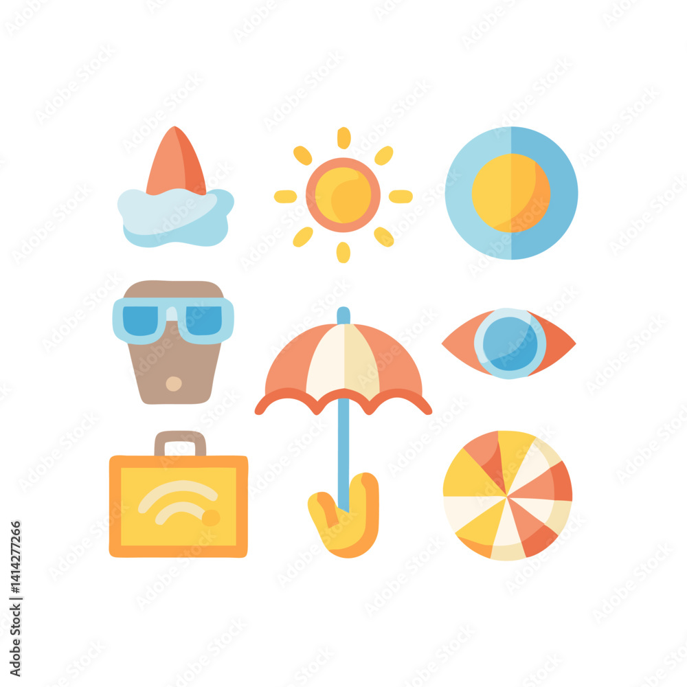 summer icons set summer icons set