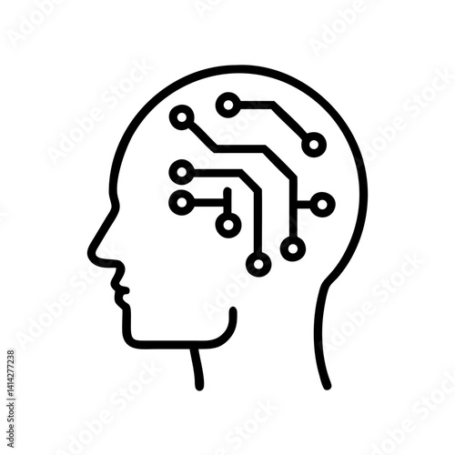 Brain with Digital Circuit Connections Icon Design