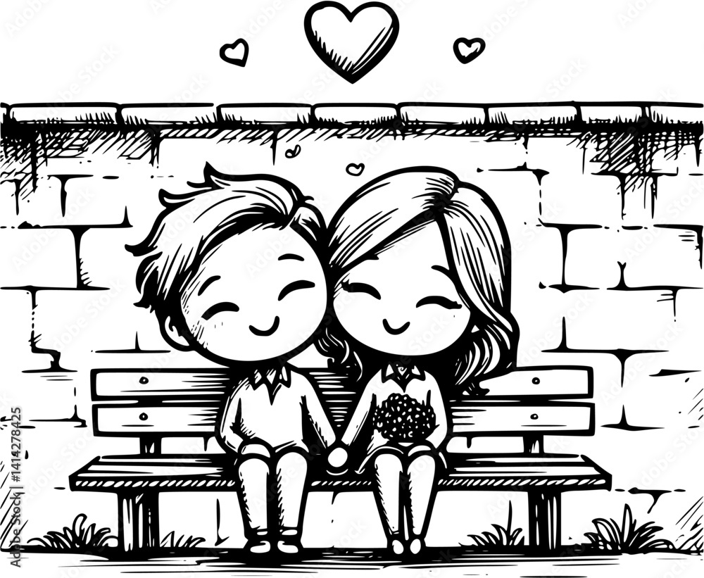 Just Married Banner Blushing Bride Romantic Sunset Vector Graphics