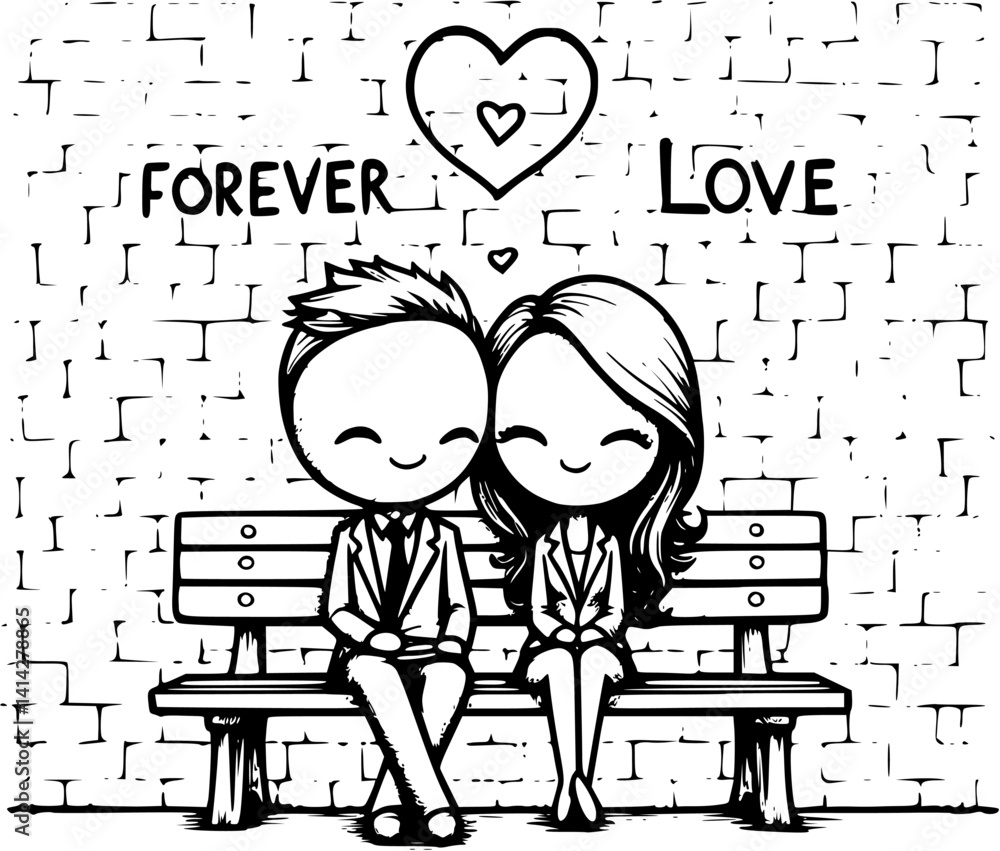 Love Doodle Love Story Romantic Bicycle Vector Graphics