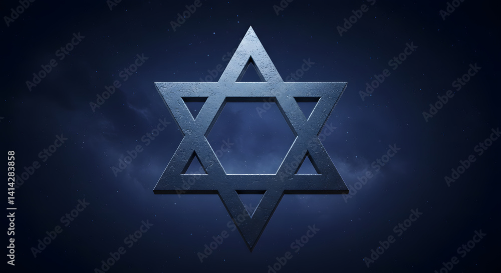 Star Symbol Against Dark Night Sky with Clouds and Stars Star Symbol Against Dark Night Sky with Clouds and Stars