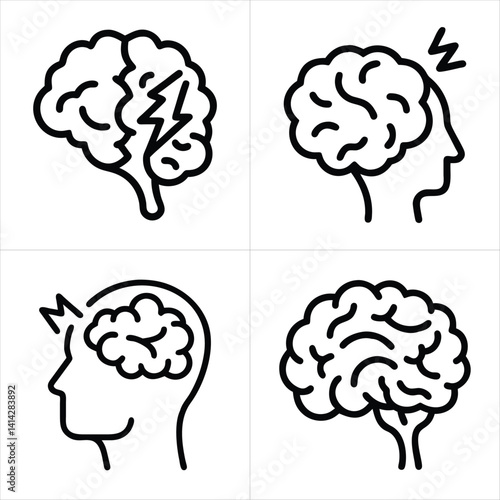 brain stroke icon set
