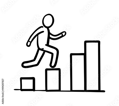 person running up ascending bar chart