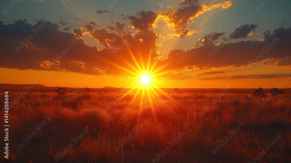 Fototapeta premium Fiery Sunset over the Savannah