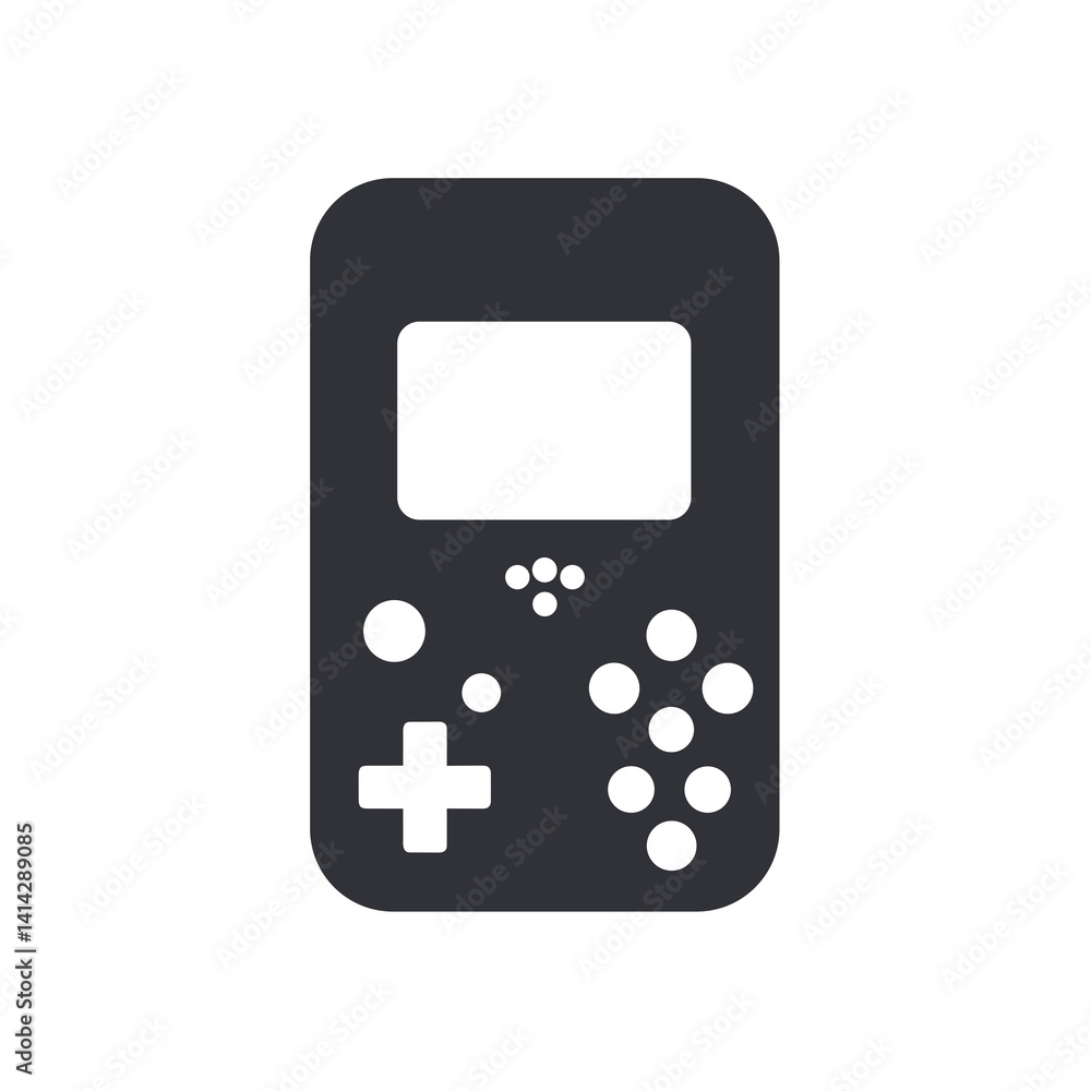 Retro handheld game console on a minimalist background