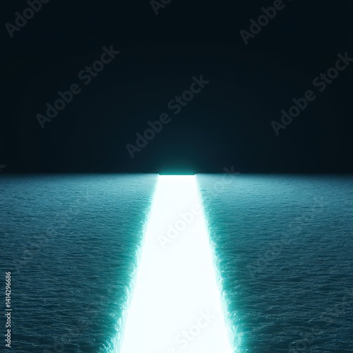 Wallpaper Mural Ocean waves parting with bioluminescent glow in center path, surreal concept Torontodigital.ca