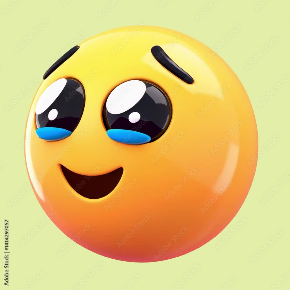 Cute emoji with teary eyes animation isolated asset, transparent 4K video, alpha channel, ProRes 4444 Cute emoji with teary eyes animation isolated asset, transparent 4K video, alpha channel, ProRes 4444