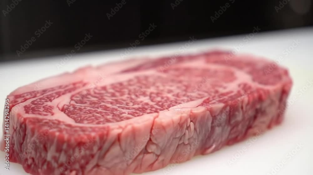 A Prime Cut of Wagyu Beef Ready for Preparation: Exquisite Marbling and Rich Red Hues of Premium Japanese Steak A Prime Cut of Wagyu Beef Ready for Preparation: Exquisite Marbling and Rich Red Hues of Premium Japanese Steak