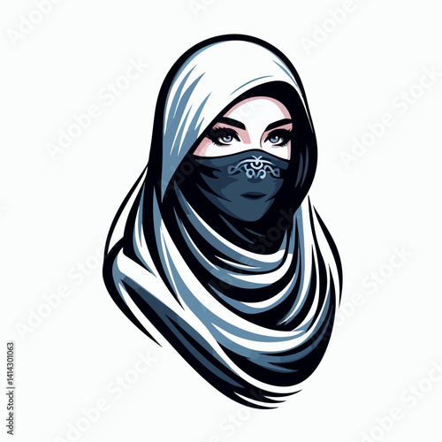vector illustration of a women wearing a headscarf