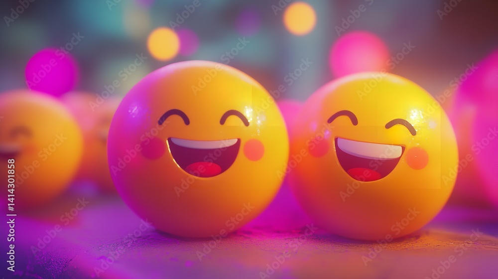 Joyful Emoji Celebration 3D Render Colorful Confetti Background Happy Smiling Face Digital Art Joyful Emoji Celebration 3D Render Colorful Confetti Background Happy Smiling Face Digital Art
