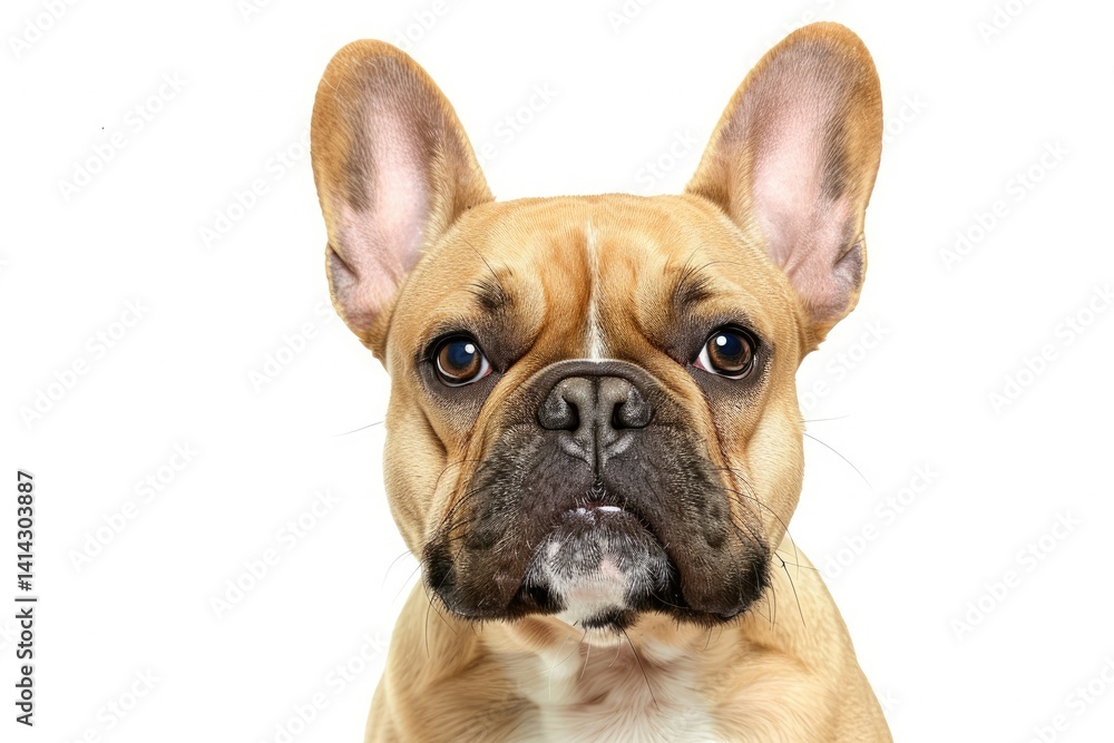 Ravishing French Bulldog with Curious Face Portrait on White Isolated Background Ravishing French Bulldog with Curious Face Portrait on White Isolated Background