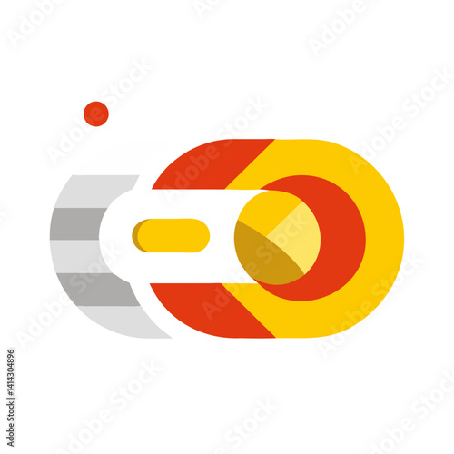 Stylized toggle switch icon with vibrant colors and dynamic shapes on a white background