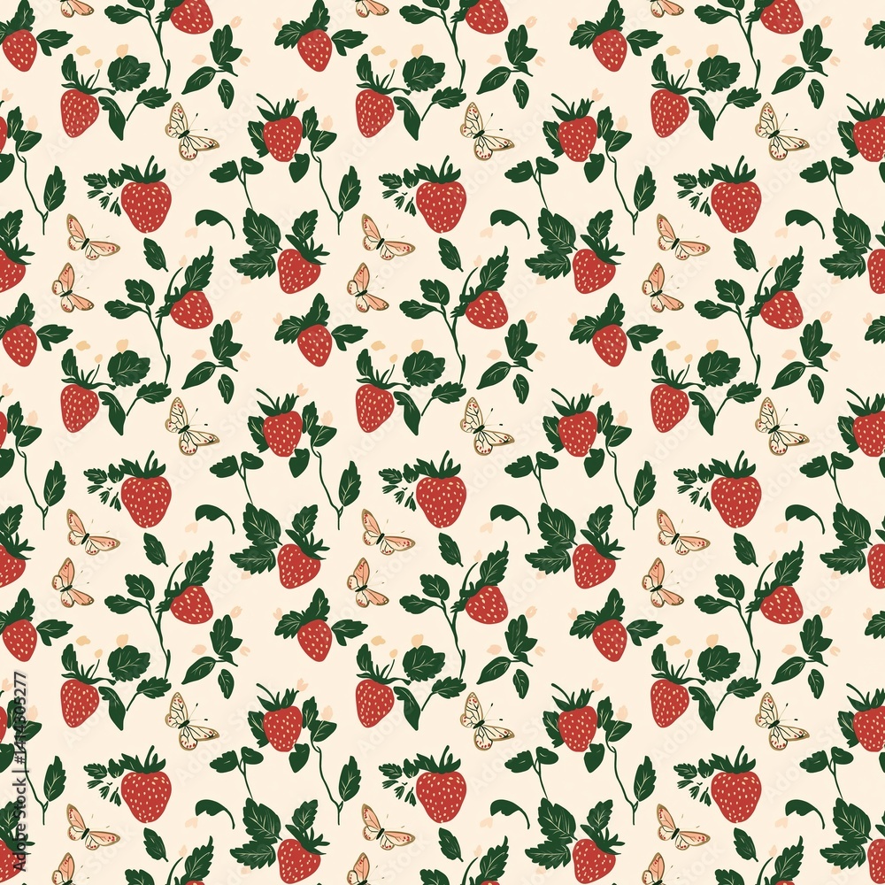 Simple Strawberry Seamless Design, Featuring Fresh and Minimalist Fruit Patterns for a Clean, Elegant Look Simple Strawberry Seamless Design, Featuring Fresh and Minimalist Fruit Patterns for a Clean, Elegant Look