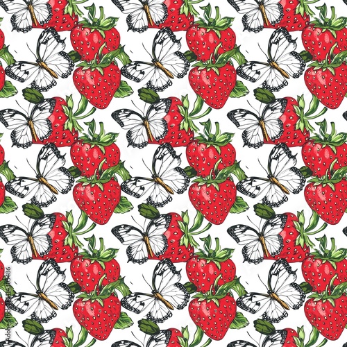Simple Strawberry Seamless Design, Featuring Fresh and Minimalist Fruit Patterns for a Clean, Elegant Look