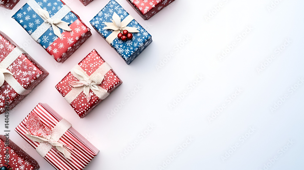 Obraz premium A red holiday gift box with a bow and ribbon is a perfect present for a Christmas or birthday celebration