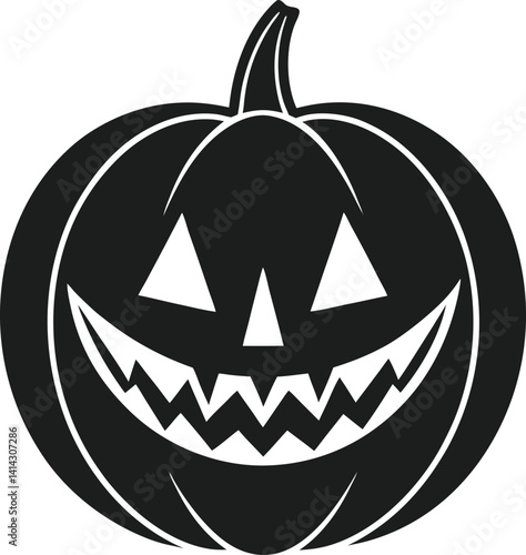 Grim Halloween Pumpkin Icon in Flat Style
