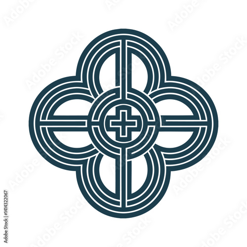 Nandavarta Symbol - Complex Labyrinth Illustration - Nandavarta A complex labyrinth-like symbol representing the eternal universe, simplified to looping geometric paths