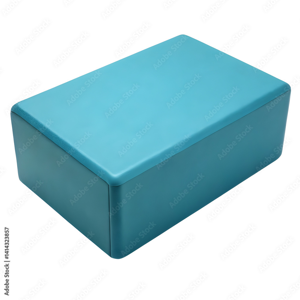 Fototapeta premium Teal yoga block, rectangular foam exercise prop isolated on transparent background