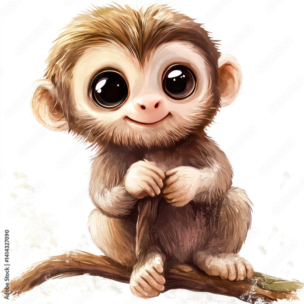 Obraz premium the cartoon monkey on white