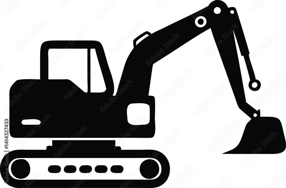 Silhouettes of Construction Excavators Silhouettes of Construction Excavators