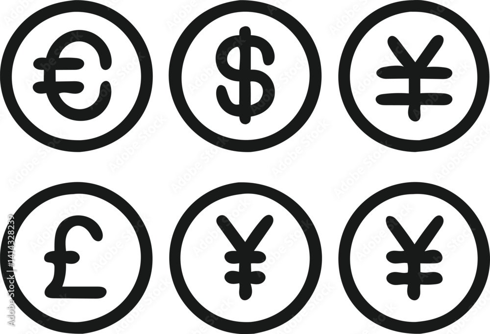 A clean and modern graphic displaying the currency symbols for the Euro, US Dollar, British Pound, and Japanese Yen. A clean and modern graphic displaying the currency symbols for the Euro, US Dollar, British Pound, and Japanese Yen.