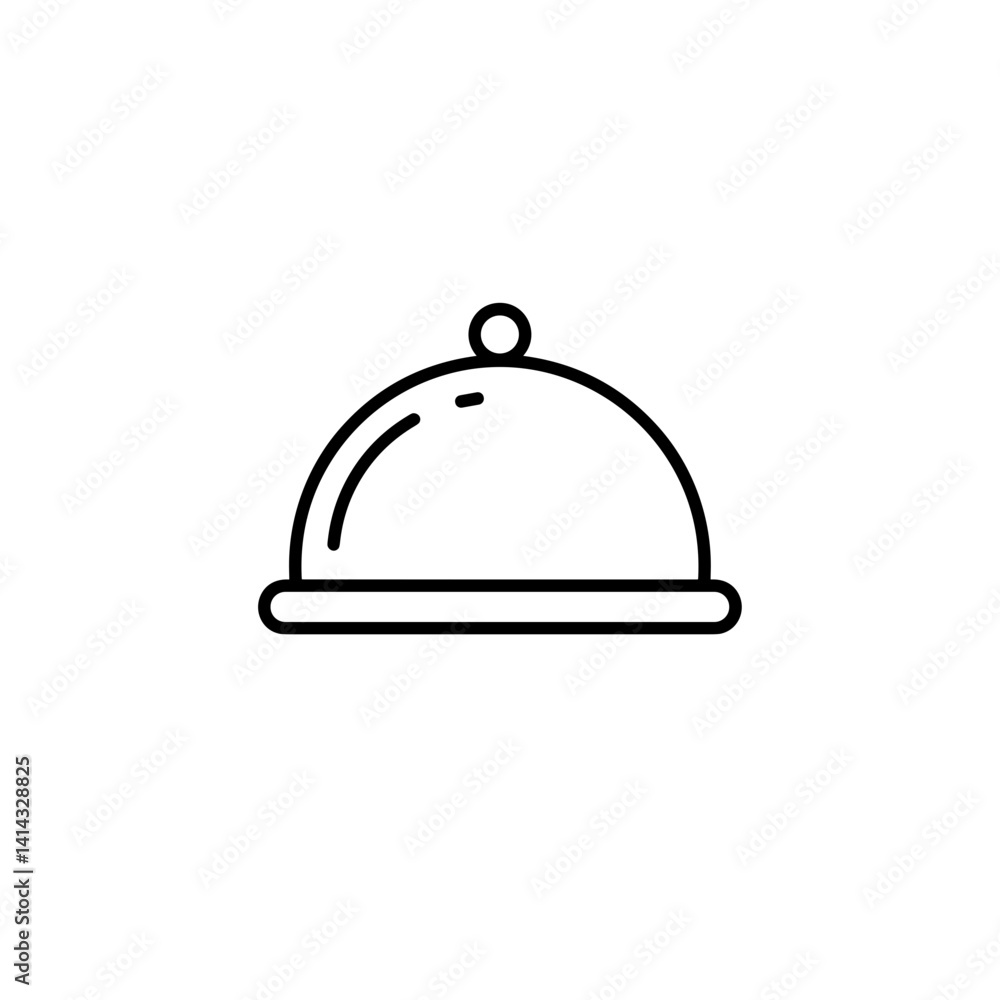 Cloche food cover icon in minimal outline Cloche food cover icon in minimal outline