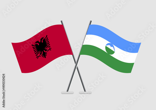 Albania and Kabardino-Balkaria vector flags crossed for cultural themes