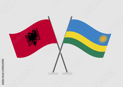 Albania and Rwanda vector flags with twin-flag composition