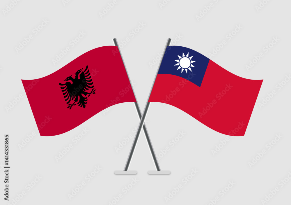 Albania and Taiwan vector flags shown with peaceful theme Albania and Taiwan vector flags shown with peaceful theme