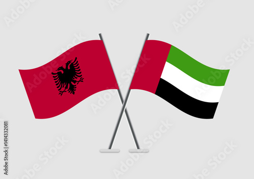 Albania and United Arab Emirates vector flags illustration with unity tone