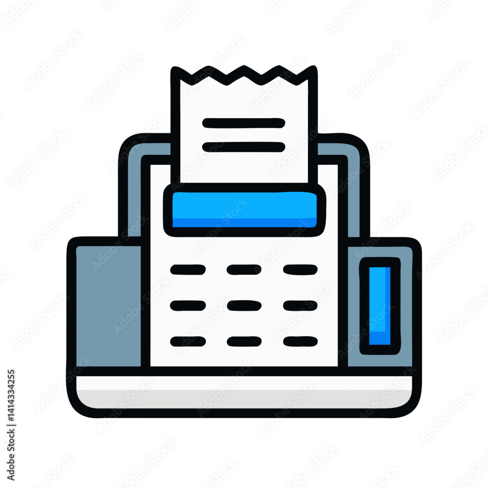 Cash Register with Receipt Roll Icon Design Cash Register with Receipt Roll Icon Design