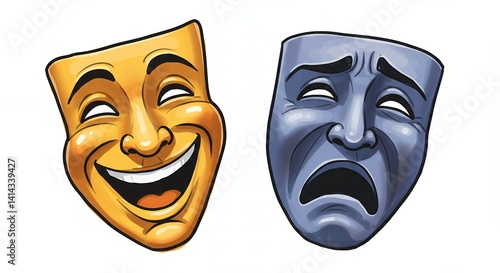 Comedy tragedy masks illustration photo
