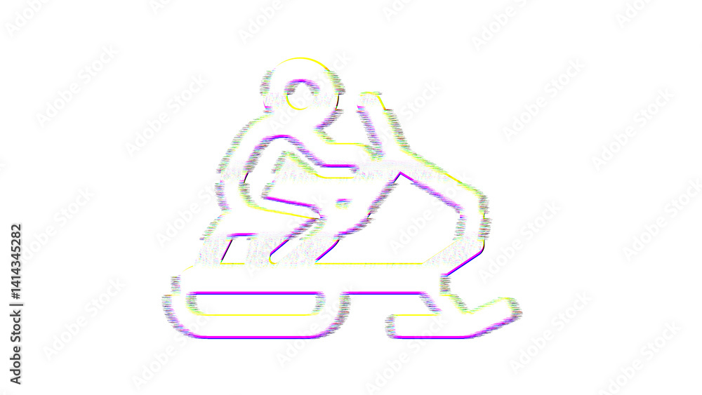 Icon snowmobile is distorted. Glitch. Noise, chromatic aberration, geometric distortion Icon snowmobile is distorted. Glitch. Noise, chromatic aberration, geometric distortion